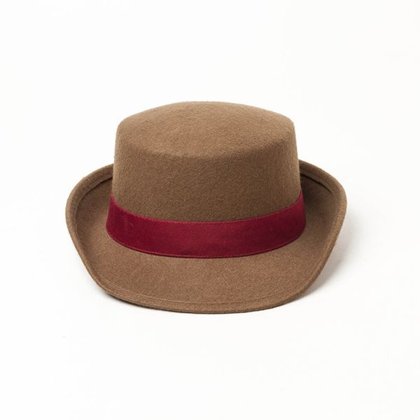 

fashion big hat autumn and winter woollen women's british stewardess security felt uniform stage performance professional, Blue;gray