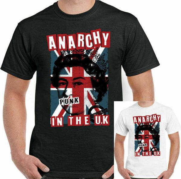

anarchy in the uk t-shirt mens punk rock union jack clash, White;black