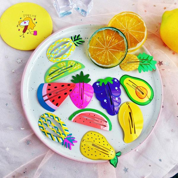 

hair accessories fashion fruit shape hairpin for women girls cute cartoon grape pear hairpins birthday gifts, Slivery;white
