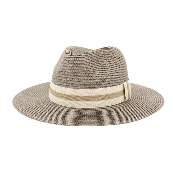 

wide brim hats summer for women england style straw sun visor shell beads hat panama travel beach women's strawhat, Blue;gray