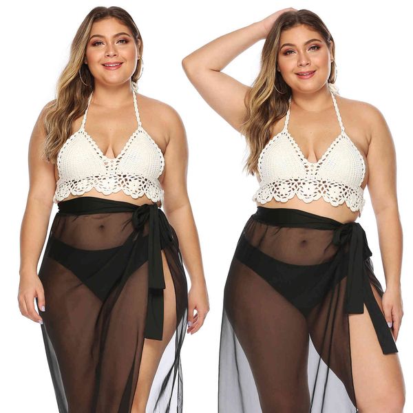 

women's plus size large pure hand hook tassel national style ne strap beach bikini 2419
