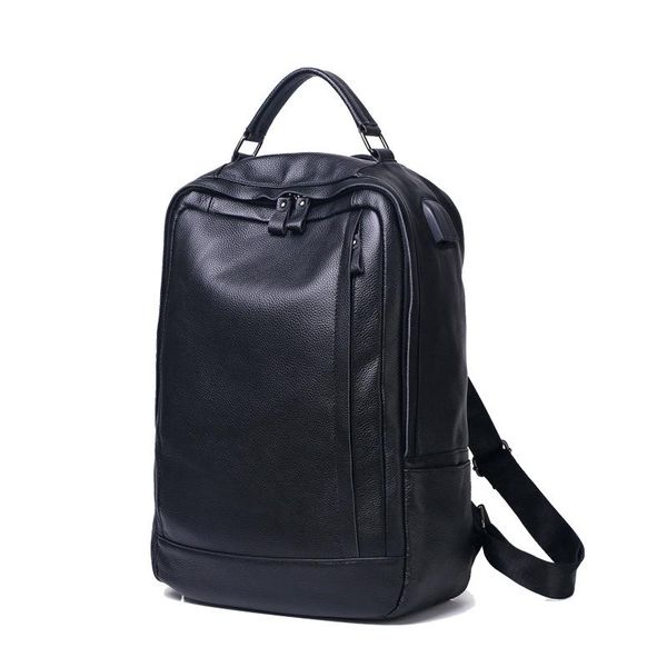 

backpack lapbackpacks men bag casual waterproof usb charge bags pu leather travel man computer solid