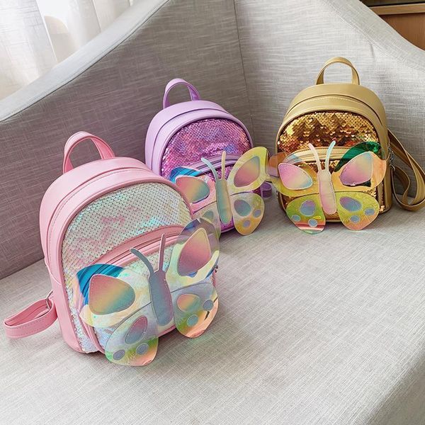 

children mini backpack cute butterfly school bag for kids girl small leather book