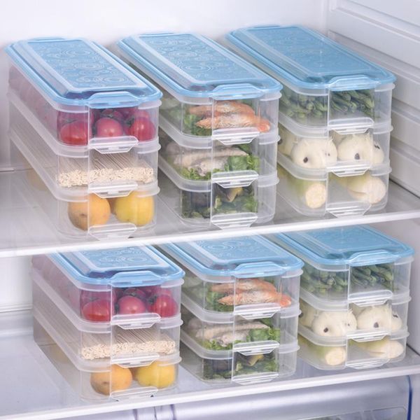 

storage bottles & jars refrigerator box kitchen square plastic fruit vegetable fresh-keeping holder transparent sealed with cover