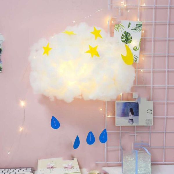 

manual diy handmade cute cotton cloud shape light hanging night for birthday gift home bedroom decor drop sale decorative objects & figurine