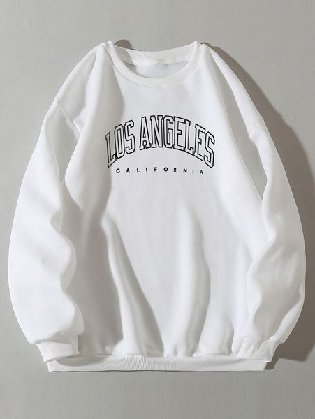 

letter graphic thermal lined sweatshirt 23qt#, White;black