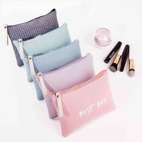 

portable large canvas letter cosmetic bag makeup casual zipper women purses pencil pouch toiletries storage wash clutch