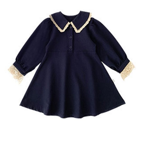 

girls long sleeve dress spring autumn lace collar sleeves princess party children clothes for 210528, Red;yellow