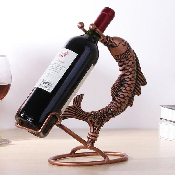 

ice buckets and coolers nordic creative wine rack iron holder decoration 3d fish stand for bottles stainless steel wijnglas houder