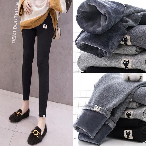 

cotton maternity leggings pants for pregnant women warm winter slim clothes thick pregnancy trousers clothings 2021 bottoms, White