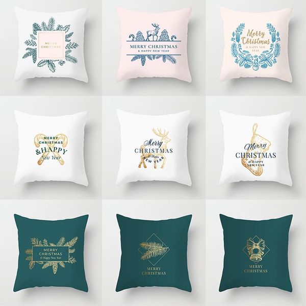 

christmas decor throw pillow case green pink gold cushion covers for home sofa chair decorative pillowcases
