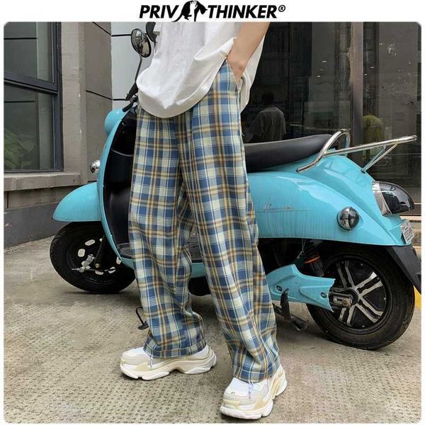 

harajuku men's plaid korean men casual pants women wear fashion straight, Black