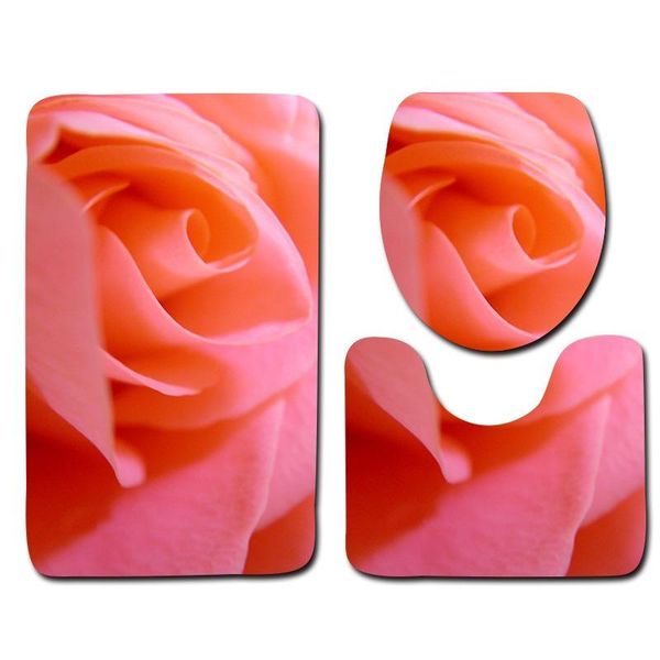 

bath mats bright flower pattern mat bathroom carpet products non-slip toilet lid cover three-piece set