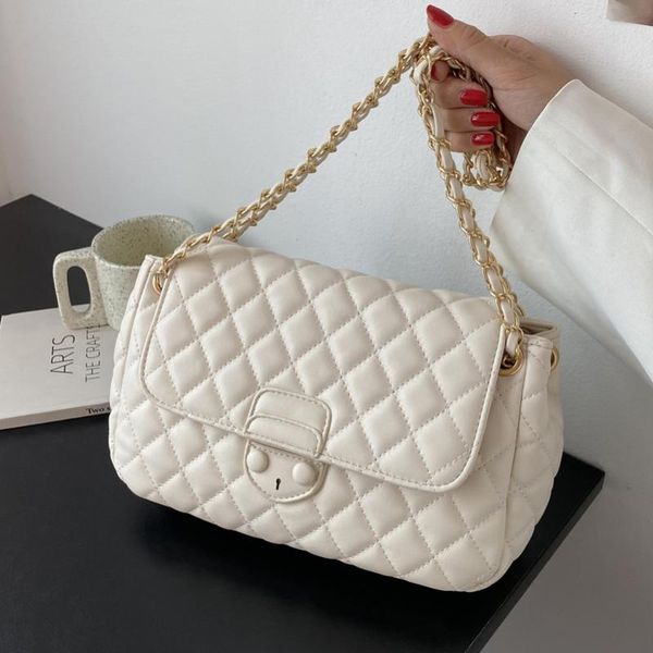 

evening bags solid color pu leather crossbody for women 2021 summer fashion diamond grain chain shoulder bag designer ladies handbag