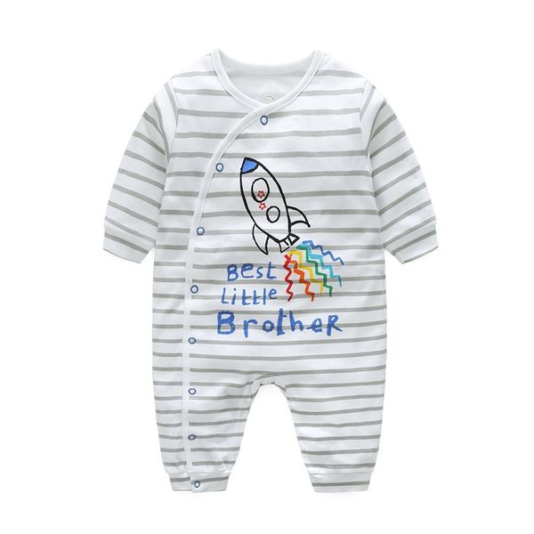 

stripe baby boys rompers 100% cotton bebe ropa long romper pajamas sleepwear soft comfortable baby clothes rocket 210413, Blue