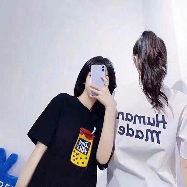 

women's t-shirt 2021human madet-shirt summer high-quality men women cotton round neck loose short-sleeved, White