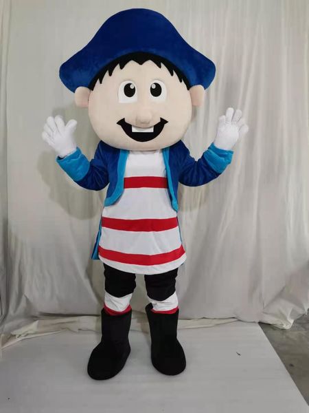 Alta QualityLue Capitão Mascote Costume Halloween Christmas Festa Festa Dos Desenhos Animados Personagens Personagens Defeito Terno Adulto Mulheres Vestido Carnaval Unisex Adultos