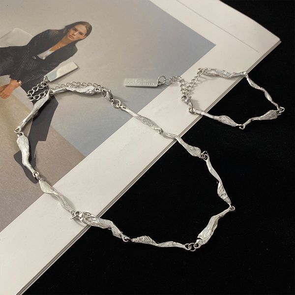 

chain women pendants south korea east gate fashion simple personality necklace spring geometric net red temperament design, Silver