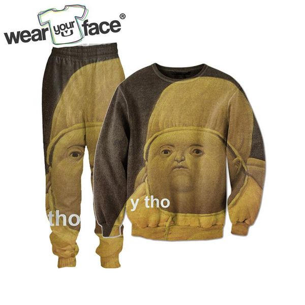 

men's tracksuits y tho cute boy 3d all over printed crewneck sweatshirts sweatpants streetwear kid women men sets us size dropship, Gray