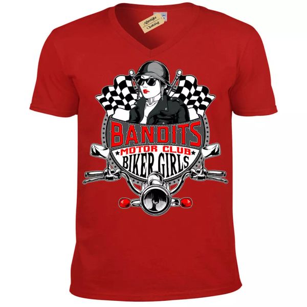 

bandits camiseta motero niÃ±a motor club camiseta hombre cuello en v, White;black