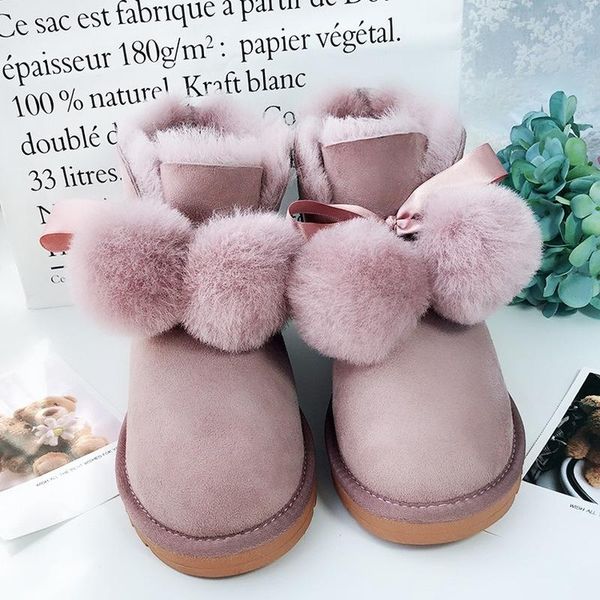 

boots sheepskin wool one-piece snow women's short-tube winter ball warm cotton student non-slip low-cut, Black