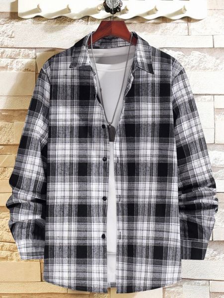 

men plaid print shirt without tee a6gy#, White;black