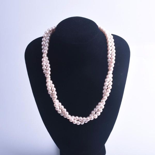 

double pink 8mm pearl necklace,wedding jewelry ,bridesmaid ,pearnecklace chokers, Golden;silver