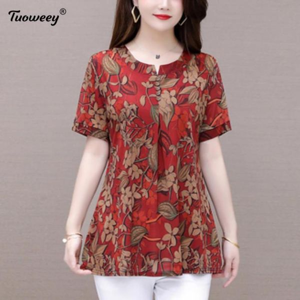 

women's blouses & shirts fashion women plus size 2021 short sleeve ladies chiffon blouse shirt blusas femininas ol, White