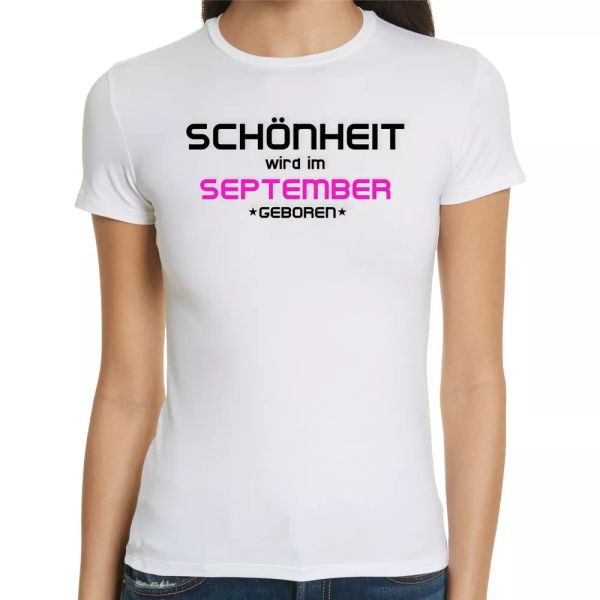 

Beauty in September born Womens T-Shirt | Gift | Birthday | Girl, White;black