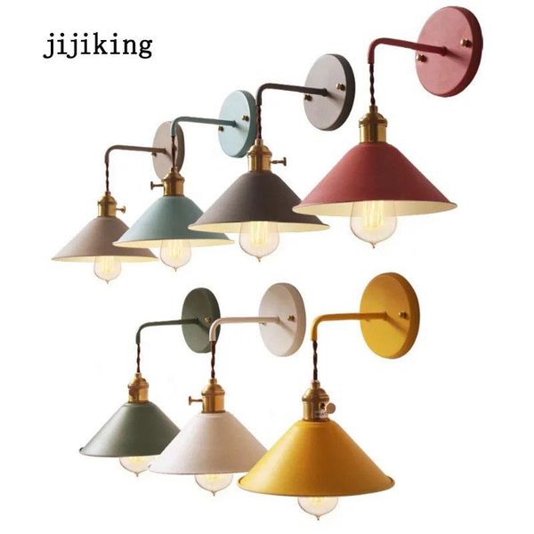 

nordic loft wall lamp e27 colorful light with switch for bedroom bedside living room modern sconce indoor decor lighting