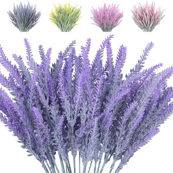 

decorative flowers & wreaths 10 bundles fake artificial lavender faux purple for home wedding garden patio window table indoor outdoor decor