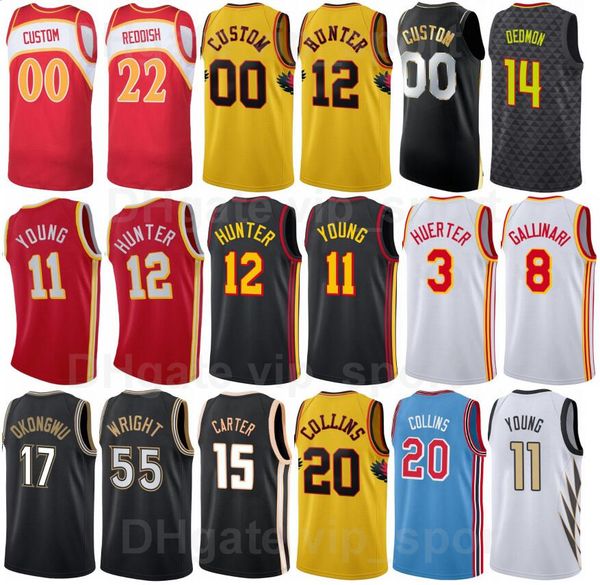 

75th anniversary basketball print lou williams jersey 6 deandre hunter 12 john collins 20 danilo gallinari 8 trae young 11 kevin huerter 3 c, Black;red