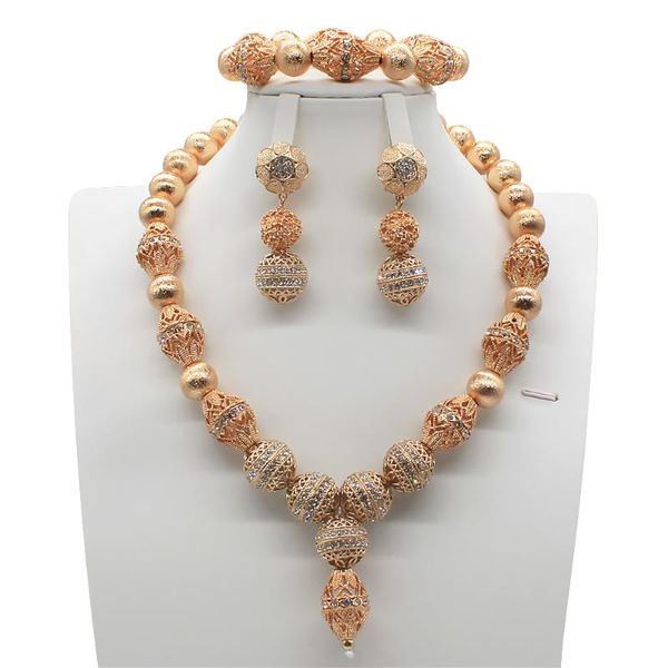 

earrings & necklace gold african beads jewelry set dubai copper alloy rhinestone bridal we210, Silver