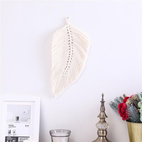 

outdoor gadgets nordic house decoration leaf hand woven cotton thread tapestry
