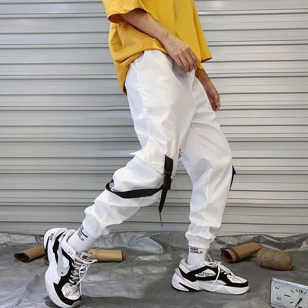 

men's pants 2021 autumn harem mens streetwear jogger sweatpants men hip hop ribbons, Black