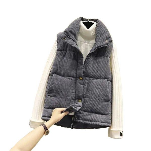 

women's vests waistcoat single-breasted sleeveless outwear ladies 2021 autumn winter corduroy vest jacket women loose product coat, Black;white