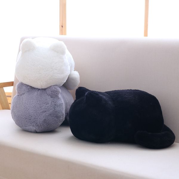 

lying cat stuffed doll adopt a cat black/white/grey plush cats toy simulated lonely pets plushie girlfriend kids gift 33cm