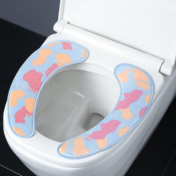 

toilet seat cover soft wc paste pad washable bathroom warmer lid closestool sticky mat covers