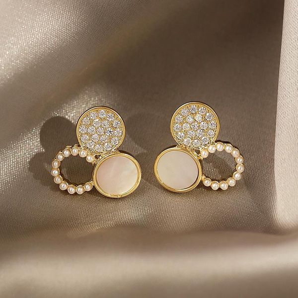 

stud round crystal earring for women geometric brincos fashion sweet mini gold color drip earrings korean jewelry wholesale, Golden;silver
