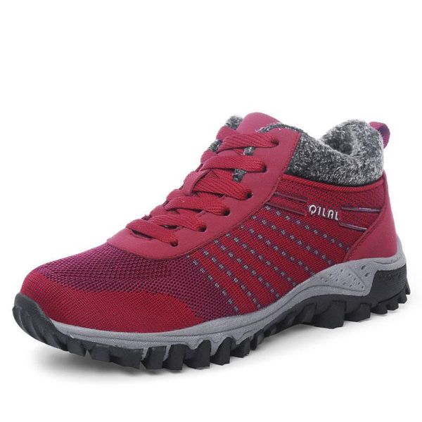 

wdzkn winter warm shoes ankle lace up round toe sneakers non-slip short plush women snow boots botas mujer in7u, Black