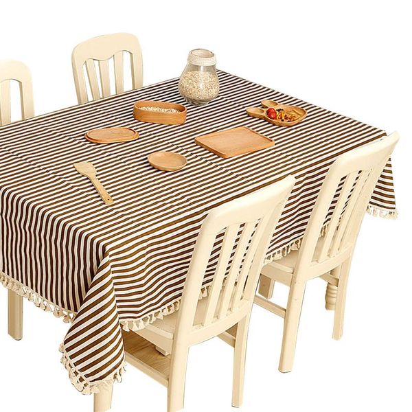 

table cloth for kitchen dinning waterproof cover striped cotton linen restaurant with tassels washable home decor party rectangle tablecloth