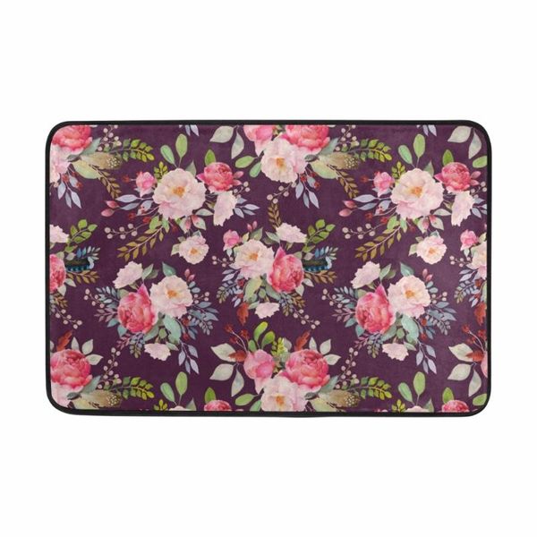 

bath mats flowers pattern bathroom mat anti-slip floor machine washable microfiber chenille toilet door carpet