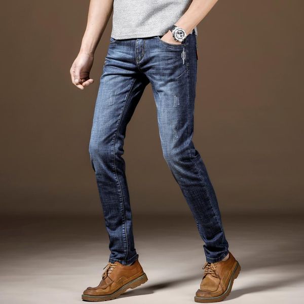 

mens jeans spring summer cotton men stretch casual skinny denim jean soft vintage blue streetwear brand pant trousers