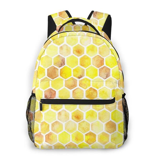 

backpack oln women kids school bag for teenage girls watercolor honeycombs female lapnotebook bagpack travel back pack 2021