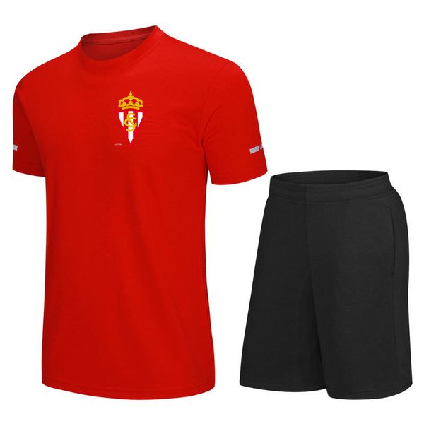 Real Sporting de Gijon S.A.D. Survêtements de loisirs pour hommes et enfants, maillot à séchage rapide, combinaison à manches courtes, chemise de sport de plein air