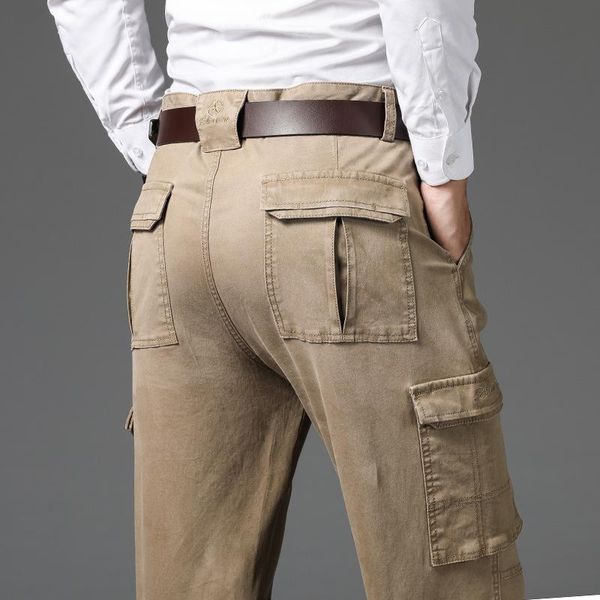 

high waist baggy cargo pants men denim cotton army tactical multiple pockets mens trousers black size 42 44 military pant men's