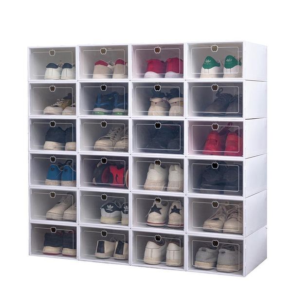 

clothing & wardrobe storage 6pcs shoes box drawer type shoe thicken transparent organizer dust-proof display (random frame color)