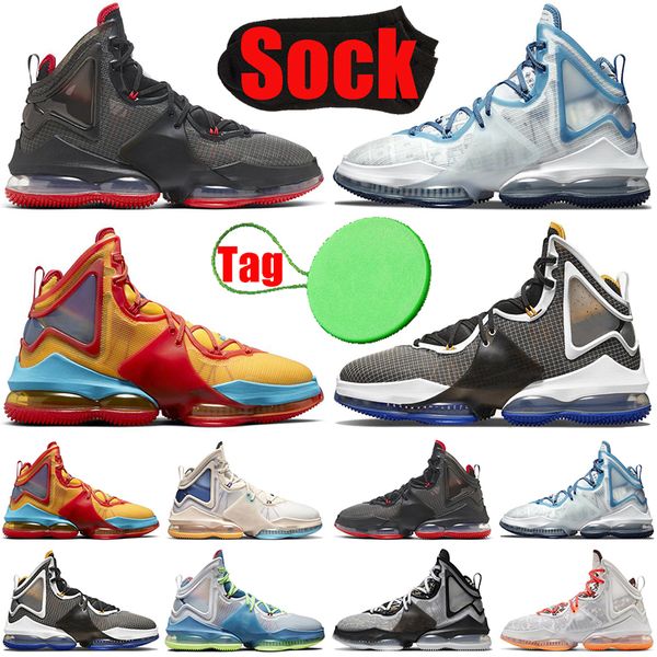 

with sock tag lebron 19 lebrons 19s men basketball shoes bred dutch blue hardwood classic tropical uniform hook mens trainers sports sneaker