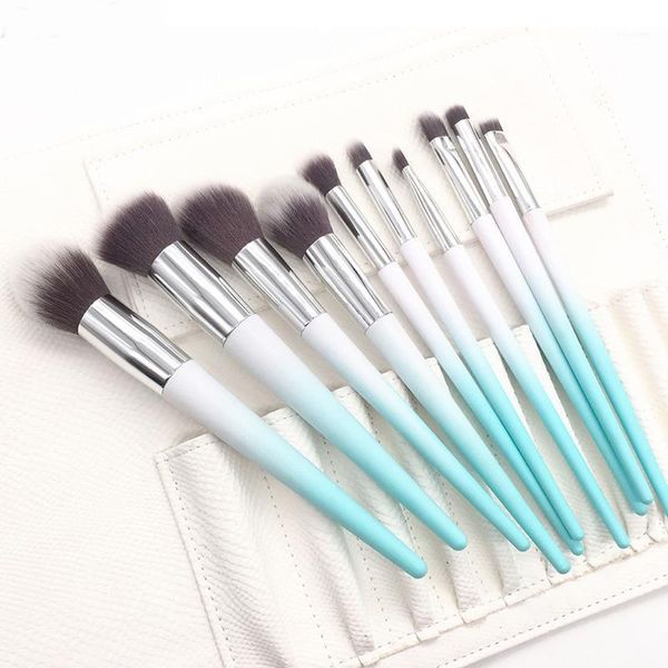 

aicebeu 10pcs eyeshadow makeup brushes set pro eye shadow blending blue make up soft synthetic hair with bag drop ship1