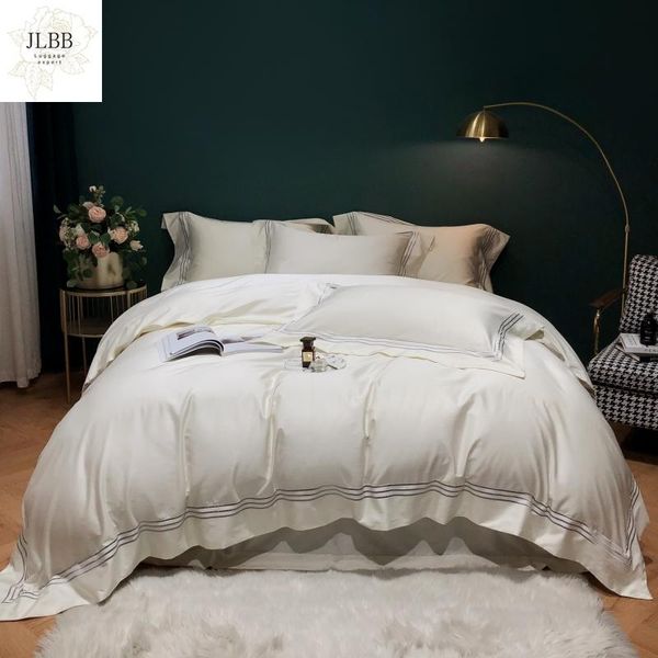 

bedding sets white luxury 1200tc egyptian cotton solid color el style set embroidery duvet cover flat/fitted sheet pillowcases